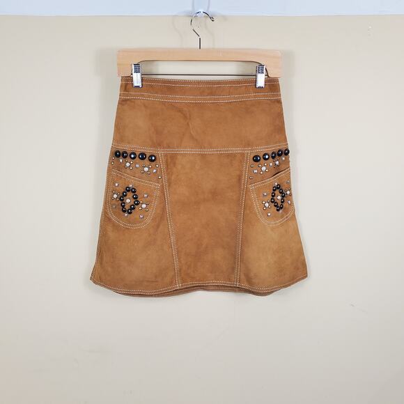 COACH A-line Lamb Suede Western Skirt with Studs Women's Size 4 - Picture 1 of 12